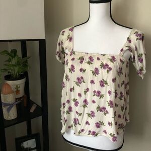 *LOST IN LUNAR* Ivory Floral Blouse Top Size M